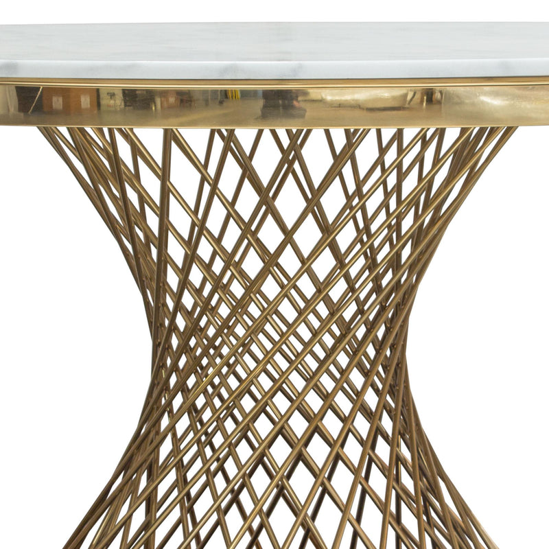 Solstice 60" Round Dining Table with Genuine Marble Top and Polished Gold Spiral Spoked Base by Diamond Sofa - Furniture City (CA)l