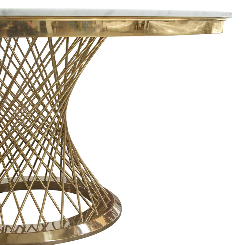 Solstice 60" Round Dining Table with Genuine Marble Top and Polished Gold Spiral Spoked Base by Diamond Sofa - Furniture City (CA)l