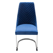 Vogue Set of (2) Dining Chairs in Navy Blue Velvet with Polished Silver Metal Base by Diamond Sofa - Furniture City (CA)l