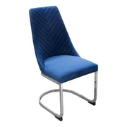 Vogue Set of (2) Dining Chairs in Navy Blue Velvet with Polished Silver Metal Base by Diamond Sofa - Furniture City (CA)l