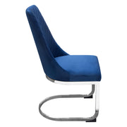 Vogue Set of (2) Dining Chairs in Navy Blue Velvet with Polished Silver Metal Base by Diamond Sofa - Furniture City (CA)l