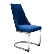 Vogue Set of (2) Dining Chairs in Navy Blue Velvet with Polished Silver Metal Base by Diamond Sofa - Furniture City (CA)l