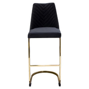 Vogue Set of (2) Bar Height Chairs in Black Velvet with Polished Gold Metal Base by Diamond Sofa - Furniture City (CA)l