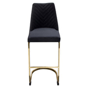 Vogue Set of (2) Bar Height Chairs in Black Velvet with Polished Gold Metal Base by Diamond Sofa - Furniture City (CA)l