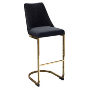 Vogue Set of (2) Bar Height Chairs in Black Velvet with Polished Gold Metal Base by Diamond Sofa - Furniture City (CA)l