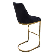 Vogue Set of (2) Bar Height Chairs in Black Velvet with Polished Gold Metal Base by Diamond Sofa - Furniture City (CA)l