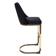 Vogue Set of (2) Bar Height Chairs in Black Velvet with Polished Gold Metal Base by Diamond Sofa - Furniture City (CA)l