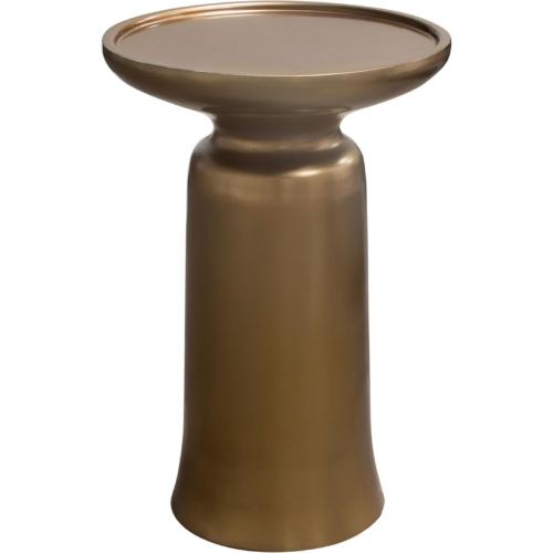 Mesa Round Pedestal Accent Table w/ Casted Aluminum Base in Gold Finish - Furniture City (CA)l