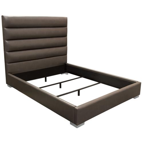 Bardot Channel Tufted Queen Bed in Elephant Grey Leatherette - Furniture City (CA)l