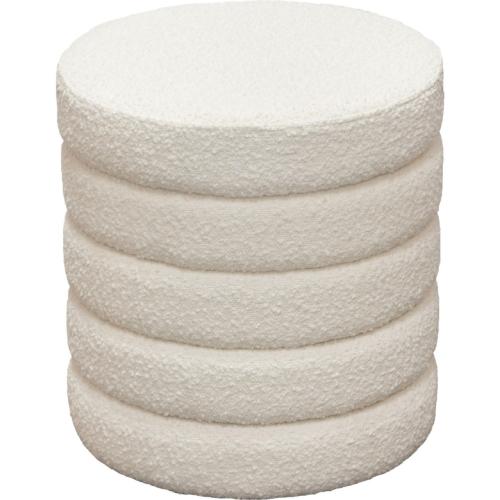 Helix Round Accent Ottoman in Ivory Boucle fabric - Furniture City (CA)l