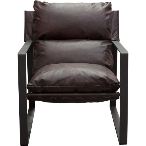 Miller Sling Accent Chair in Genuine Chocolate Leather w/ Black Powder Coated Metal Frame - Furniture City (CA)l