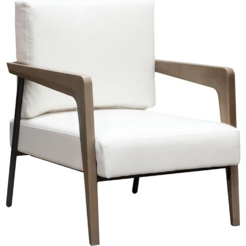 Blair Accent Chair in White Fabric with Curved Wood Leg Detail - Furniture City (CA)l