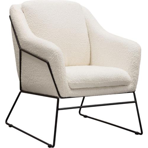 Bryce Accent Chair in Ivory Boucle wrapped in Black Powder Coated Metal Frame - Furniture City (CA)l