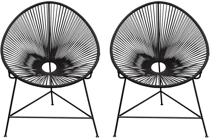 Sativa 2-Pack Accent Chair in Black Rope w/ Black Iron Rod Frame - Furniture City (CA)l