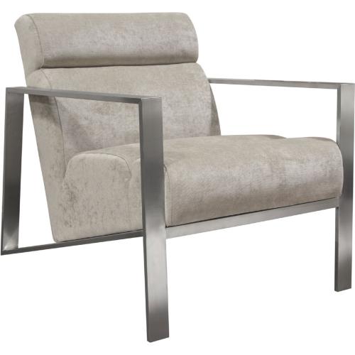 La Brea Accent Chair in Champagne Fabric with Brushed Stainless Steel Frame - Furniture City (CA)l