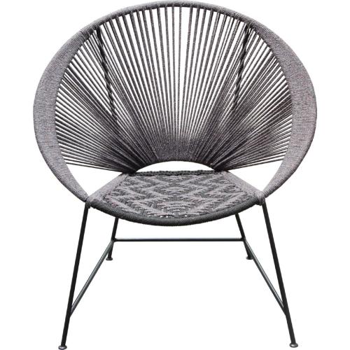 Pablo 2-Pack Accent Chairs in Black/Grey Rope w/ Black Metal Frame - Furniture City (CA)l