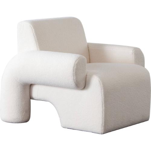 Noa Accent Chair in Ivory Sherpa Fabric - Furniture City (CA)l