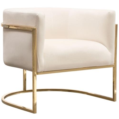Pandora Accent Chair in Cream Velvet with Polished Gold Stainless Steel Frame - Furniture City (CA)l