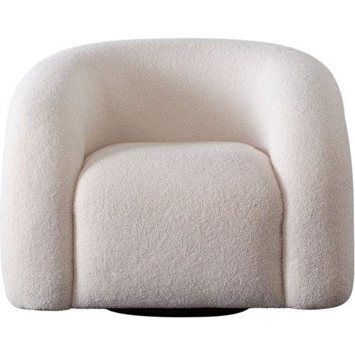 Quantum Swivel Accent Chair in Ivory Sherpa - Furniture City (CA)l