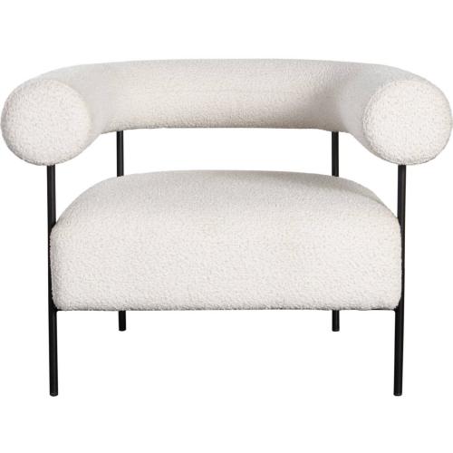 District Accent Chair in Ivory Boucle Fabric w/ Black Metal Frame - Furniture City (CA)l