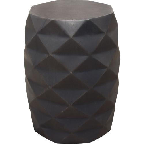 Fig Solid Mango Wood Accent Table in Grey Finish w/ Geometric Motif - Furniture City (CA)l