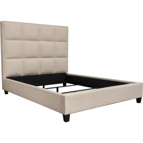 Devon Grid Tufted Queen Bed in Sand Fabric - Furniture City (CA)l