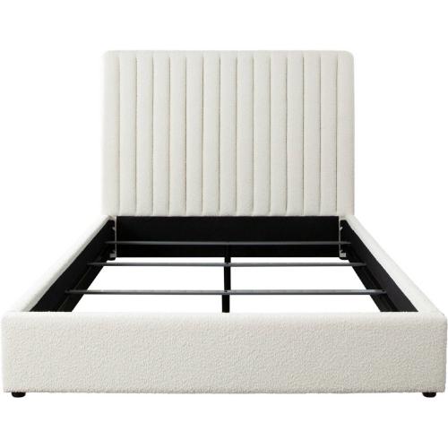Brooke 54" Queen Bed w/ Vertical Channel Tuft in Ivory Boucle - Furniture City (CA)l