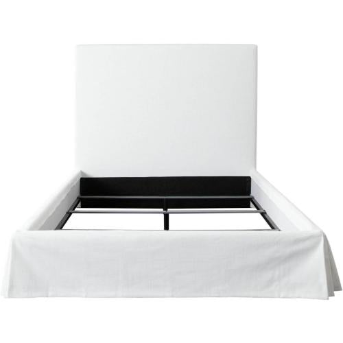 Savannah 58" Queen Slipcover Bed in White Linen Fabric - Furniture City (CA)l