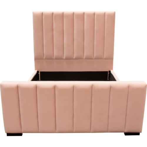 Venus Vertical Channel Tufted Eastern King Bed in Blush Pink Velvet - Furniture City (CA)l
