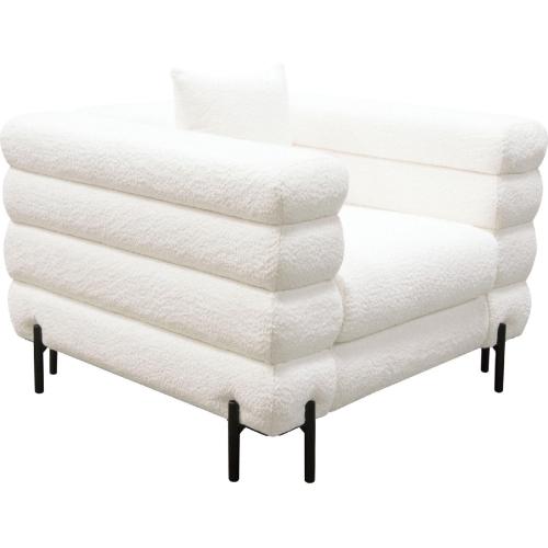 Vox Chair in Faux White Shearling w/ Black Powder Metal Legs - Furniture City (CA)l