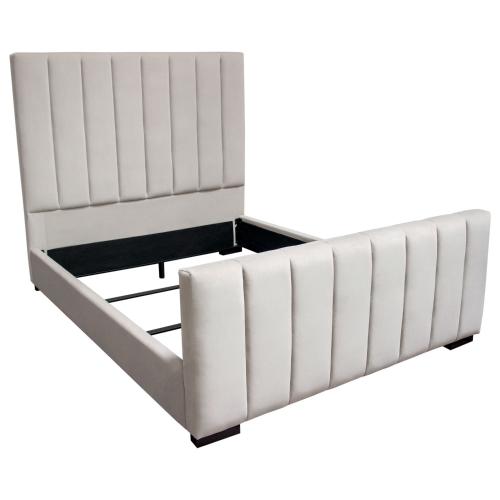 Venus Vertical Channel Tufted Eastern King Bed in Light Grey Velvet - Furniture City (CA)l