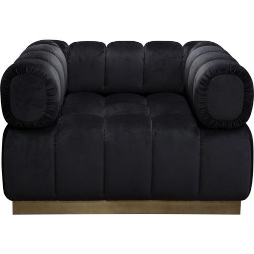 Image Low Profile Chair in Black Velvet w/ Brushed Gold Base - Furniture City (CA)l