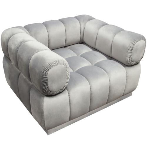 Image Low Profile Chair in Platinum Grey Velvet w/ Brushed Silver Base - Furniture City (CA)l