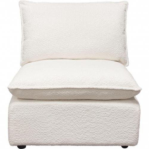 Ivy Armless Chair in White Faux Shearling w/ Feather Down Seating - Furniture City (CA)l