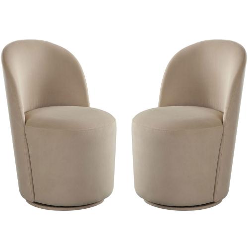 Kendall Dining/Accent Swivel Chair in Ivory Boucle Fabric - Furniture City (CA)l
