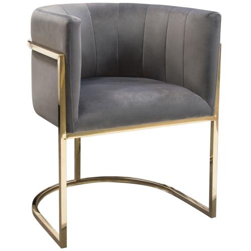 Pandora Dining Chair in Grey Velvet with Polished Gold Frame - Furniture City (CA)l