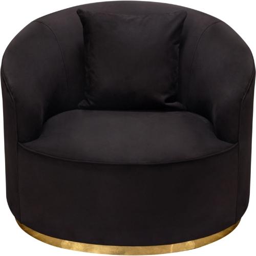 Raven Chair in Black Suede Velvet w/ Brushed Gold Accent Trim - Furniture City (CA)l