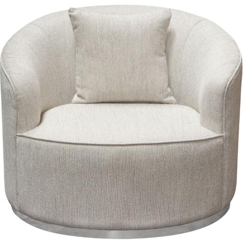 Raven Chair in Light Cream Fabric w/ Brushed Silver Accent Trim - Furniture City (CA)l