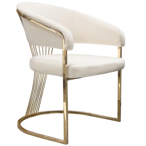 Solstice Dining Chair in Cream Velvet w/ Polished Gold Metal Frame - Furniture City (CA)l