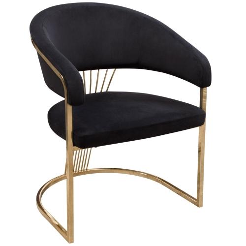 Solstice Dining Chair in Black Velvet w/ Polished Gold Metal Frame - Furniture City (CA)l
