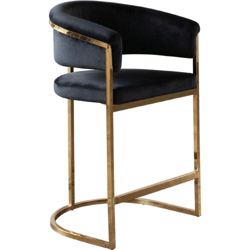 Solstice Counter Height Chair in Black Velvet w/ Polished Gold Metal Frame