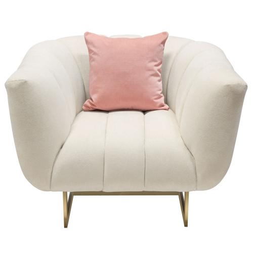 Venus Cream Fabric Chair w/ Contrasting Pillows & Gold Finished Metal Base - Furniture City (CA)l