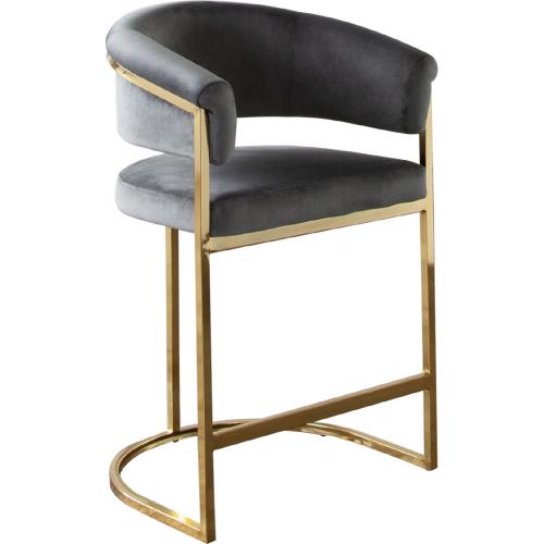 Solstice Counter Height Chair in Grey Velvet w/ Polished Gold Metal Frame - Furniture City (CA)l