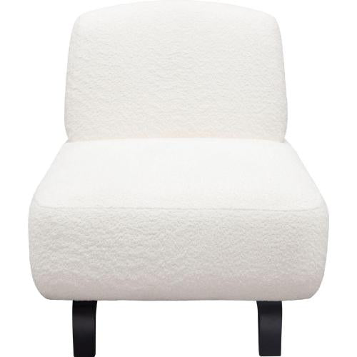 Vesper Armless Chair in Faux White Shearling w/ Black Wood Leg Base - Furniture City (CA)l