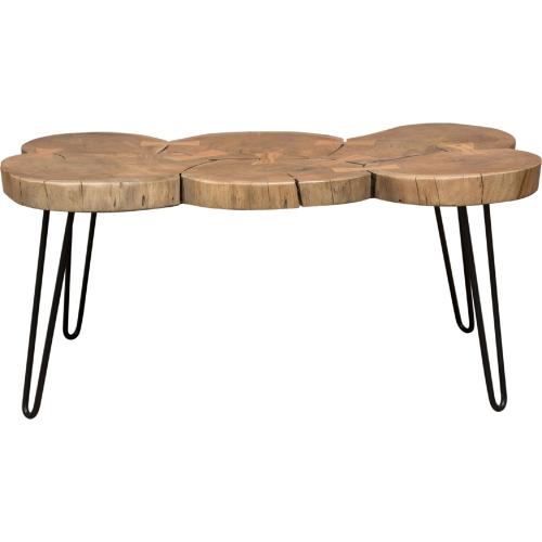 Joss Natural Acacia One of a Kind Live Edge Rectangle Cocktail Table w/ Black Hairpin Legs - Furniture City (CA)l