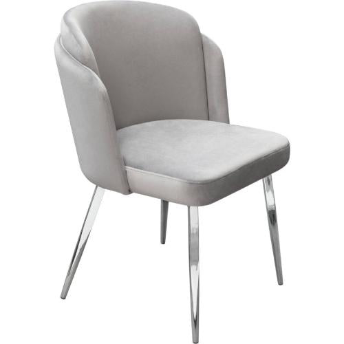 Grace Set of (2) Dining Chairs in Grey Velvet w/ Chrome Legs - Furniture City (CA)l