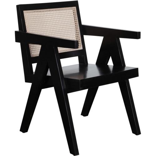 Carter Dining/Accent Chair in Solid Wood Frame in Black Finish w/ Natural Cane Seat Back - Furniture City (CA)l