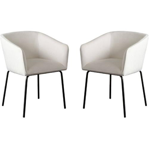 Avery Set of (2) Dining Chairs in Mist White Performance Fabric w/ Black Metal Leg - Furniture City (CA)l