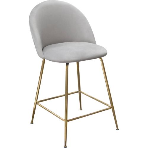 Lilly Set of (2) Counter Height Chairs in Grey Velvet w/ Brushed Gold Metal Legs - Furniture City (CA)l