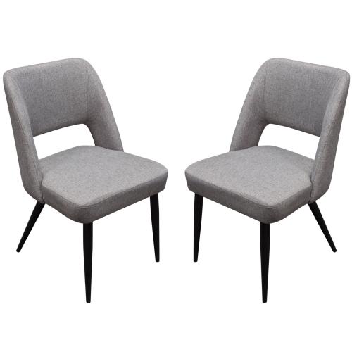 Set of (2) Reveal Dining Chairs in Grey Fabric w/ Black Powder Coat Metal Leg - Furniture City (CA)l